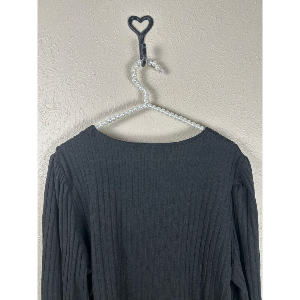 Classic Basic Black Long Sleeve Shirt Women's Size 3XL Whimsy Ribbed Capsule Top - Picture 8 of 9